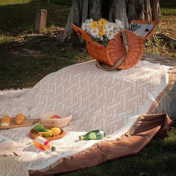 Retro piknik halılar battaniye hafif uygun katlanır piknik paspas baskılı katlanabilir açık kamp paspas