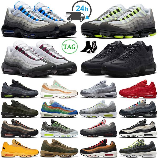 OG 95 scarpe da corsa uomo donna 95s Crystal Blue Dark Beetroot Triple Black White Neon Solar Red Midnight Navy Black Laser Blue Denham scarpe da ginnastica da uomo sneakers outdoor