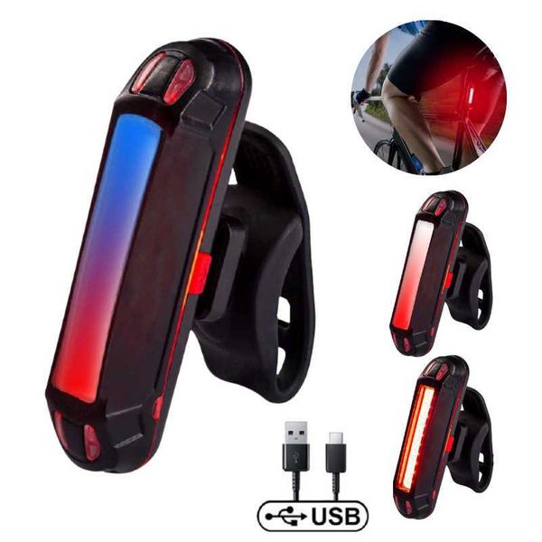 Luci per bici Luce posteriore per bicicletta IPX-5 Impermeabile USB ricaricabile LED Spia di sicurezza per bici Accessori lampeggianti Fanale posteriore per ciclismo P230427