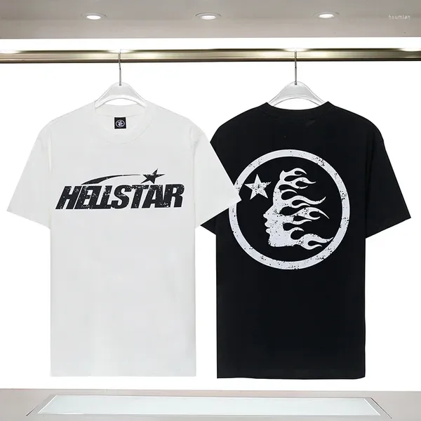 Magliette da uomo Hellstar Studios Arrivo Stampa Lettera Logo T-shirt in cotone O-Collo Tag Uomo Donna Nero Bianco Stile Manica corta Casual TEE