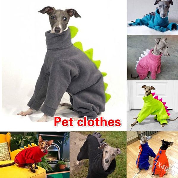 Maglioni Vestiti per cani Maglione a collo alto per animali domestici Colore coordinato Costume da dinosauro Manica lunga Cappotto caldo per cani a quattro zampe Abbigliamento in pile polare