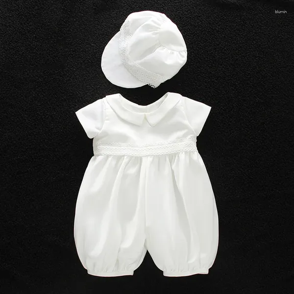 Giyim setleri parti giymek erkek bebek romper şapka kız seti yaz moda vaftiz dantel vaftiz kıyafetleri rbf184011