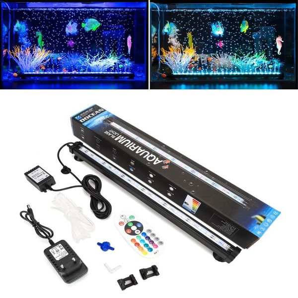 Lightings UE/US Plug 1848cm 5050 RGB Aquário LED Bubble Light Fish Tank Bar Light Aquatic Submdersible Controlador de RF à prova d'água