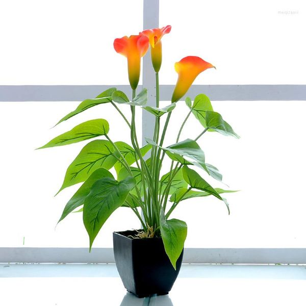 Декоративные цветы Zinnia Искусственное симуляция растения Bonsai Flower Calla Lily Orange подходит для любой сцены вазы наполнитель