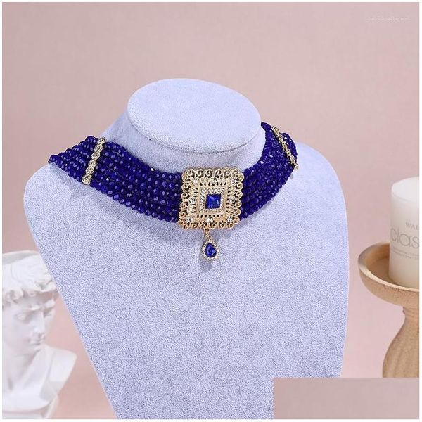 Schmuck Anhänger Halsketten Marokkanischer Kaftan Hochzeitskleid Halskette Schmuck Geschenk Goldfarbe Braut Perlenhalsband Kristallperlen Halskette Ha Dhyqq