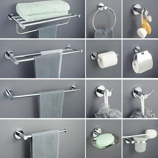 Set di accessori da bagno Portasciugamani in acciaio inossidabile cromato Portasapone Porta accappatoio Portarotolo di carta Porta scopino Accessori per il bagno di casa 231127