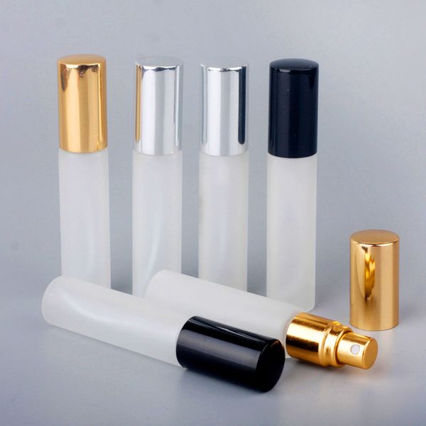 10ml cam buzlu parfüm şişesi boş doldurulabilir ince sis sprey şişeleri yuvarlak küçük parfümler atomizer kokusu örnek şişeleri bh8031