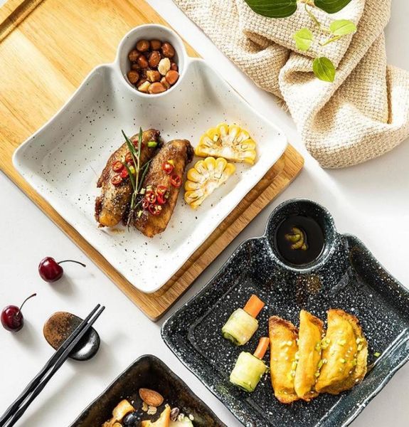 Geschirr Teller Japanische kreative Knödelplatte Keramik mit kleiner Schüssel Frühstück Western Home Restaurant Tableware6593021