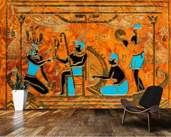 Tapeten Papel De Parede Alte Ägyptische Tribal Vintage 3D-Tapete Wohnzimmer Schlafzimmer Küche Tapeten Wohnkultur Bar Wandbild