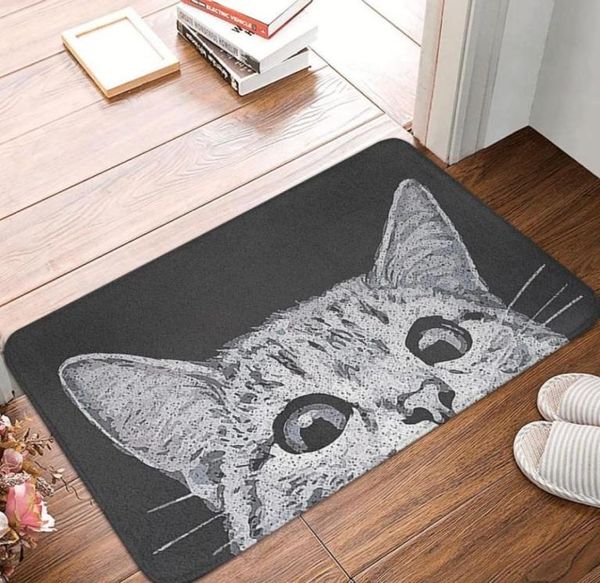Tapetes bonito gato capacho banheiro retângulo entrada macia casa tapete animal antiderrapante tapete porta banho 7653985