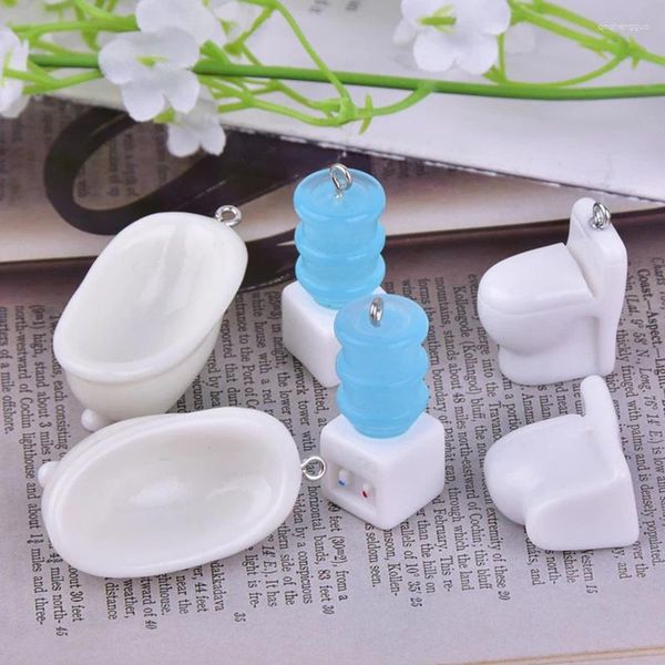 Charms 10 Stück Badewanne Wasserspender Toilette Harz Anhänger für DIY Ohrring Schlüsselanhänger Tasche Armband Schmuckherstellung