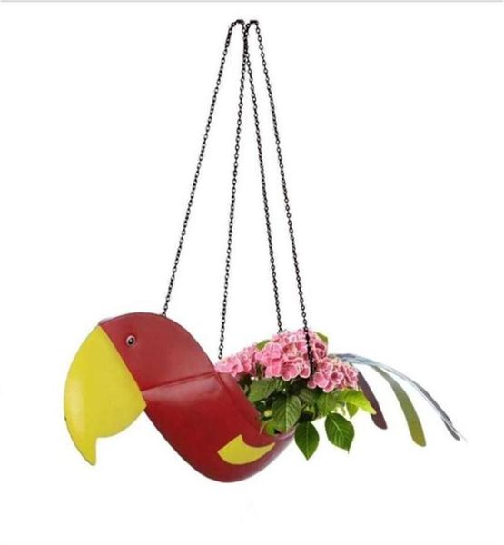 Ghirlande di fiori decorativi 40 Fioriera di pappagalli rossi Un bellissimo vaso di fiori volante Decorazione del giardino Giardinaggio all'aperto Vivaio Tra5400940