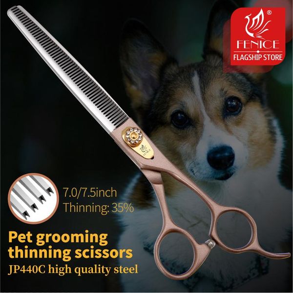 Lanternas Fenice Professional 7/7,5 polegadas Cão de animais de estimação Tesaria de tesoura Rainning Shears Tijeras Tesoura Taxa de afinamento 35%