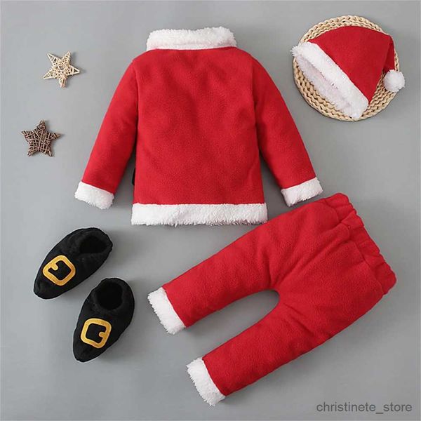 Set di abbigliamento Abiti natalizi per bambini Bambino Ragazzo Ragazza Costume da Babbo Natale Top a maniche lunghe Pantaloni Cappello e calzino Vestito Natale Abbigliamento per neonato R231127