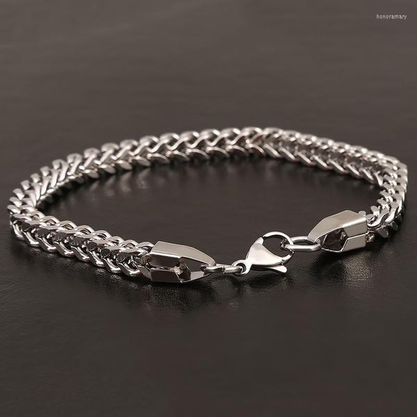 Charm Bracelets Mens Simple 22Cm Edelstahl Curb Cuban Link Chain für Frauen Unisex Handgelenk Schmuck Geschenke