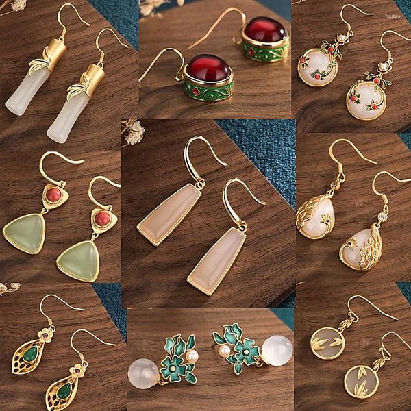 Dangle Oorbellen Yanting Etnische Vrouwen Vintage Cloisonne Sieraden Party Luxe Dames Hangende Designer Stijl Oorbellen