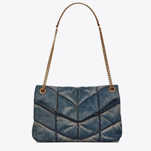 Vintage Denim Blue Handtasche Schulterkette Tasche Washed Cloth Totes Geldbörsen Damen geprägte Geldbörse Tote Schultertasche mit Prägung