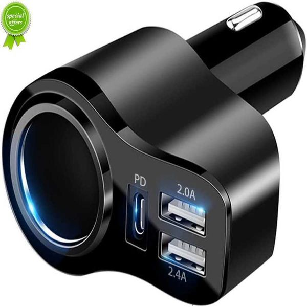 2022 4 в 1 USB C Car Charger 36W Multi USB -сигарета зажигалка 12 В/24 В двойной USB Type C PD Adapter Adapter Charger