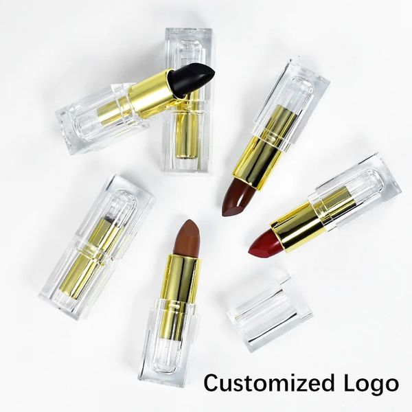 Rossetto Rossetto in velluto opaco neutro Rossetto personalizzato Rossetto impermeabile a lunga durata Rossetto a tubo quadrato oro trasparente 231127