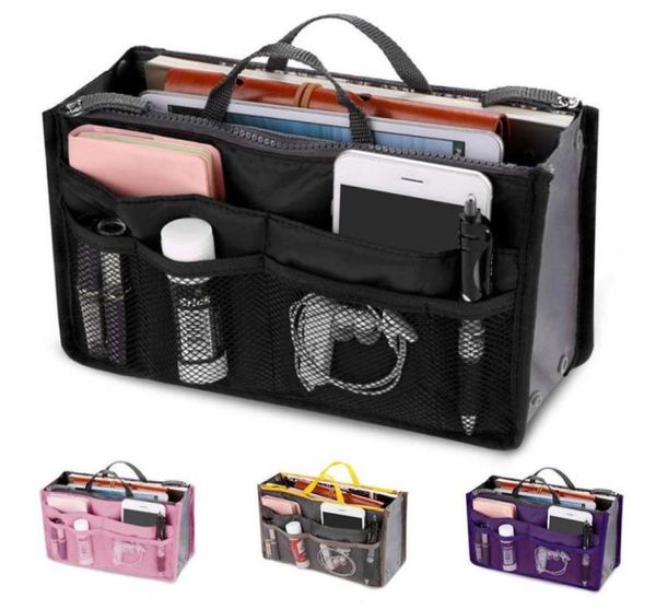 Sacos de armazenamento moda feminina dobrável organizador bolsa de viagem grande capacidade inserir forro bolsa organizador senhora bagstorage7427856