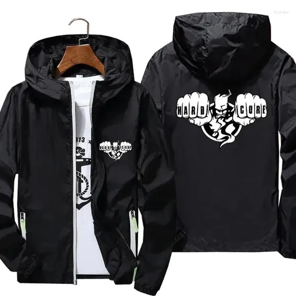 Giubbotti da uomo Thunderdome Fist Giubbotto bomber da uomo Plus Size Giacca a vento sottile Cerniera in pelle Slim Fit Pilot Boy Cappotto con cappuccio Abbigliamento da ciclismo