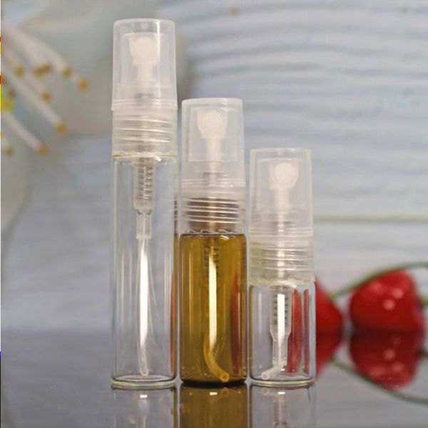 2 ml 3 ml 5 ml atomizador recargable pequeño spray botella de perfume mini vial de vidrio ámbar botellas aromáticas aroma vacío lvpll
