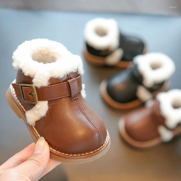 Stivali Bambine Autunno Inverno Bambini Scarpe in pelliccia morbida in pelle antiscivolo Impermeabili per bambini Caviglia per bambina da neve