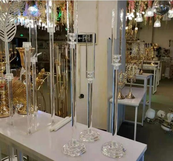 3 pçs/set acrílico cristal castiçais mesa artesanato peça central do casamento pilar suporte estrada chumbo festa castiçais casa decora