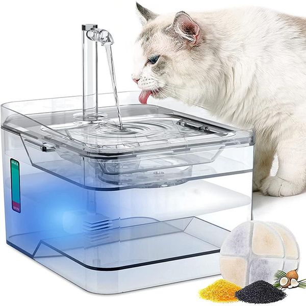 Suprimentos nova fonte de água do gato dispensador automático de água para cães gatos suprimentos bebedor transparente bebedor inteligente para alimentador de gatos
