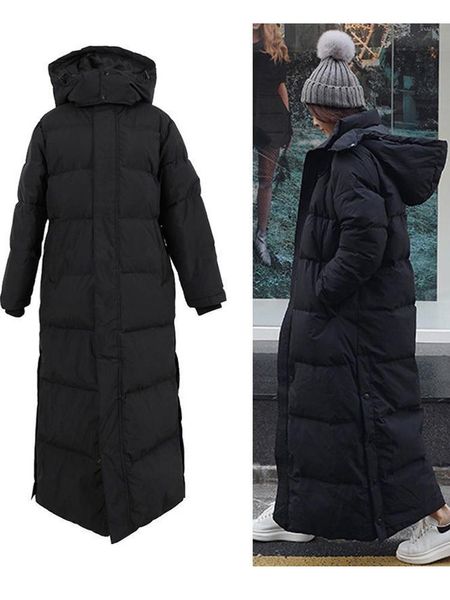 Parkas down Parka Super Long Jacket Female Knie Winterjacke Frau mit dickem schwarzem Mantel im Winter