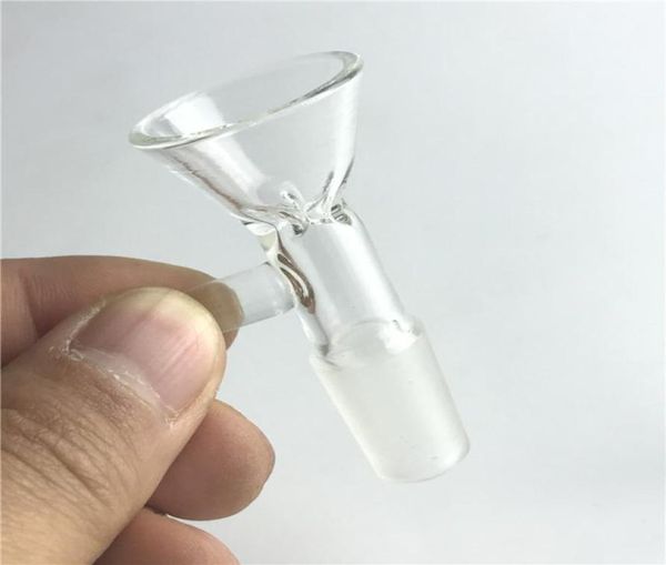 Clear 14mm 18mm Bong Bowl Piece com Grosso Pyrex 3 Arm Stopper Handle Tigelas de mão para vidro Bong Water Smoking Pipes3256776