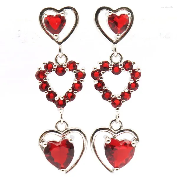 Orecchini a bottone Acquista 2 Ricevi 1 gratis 38x12 mm Adorabile e carino a forma di cuore Rosso sangue Rubino Viola Spinello Da indossare ogni giorno Argento