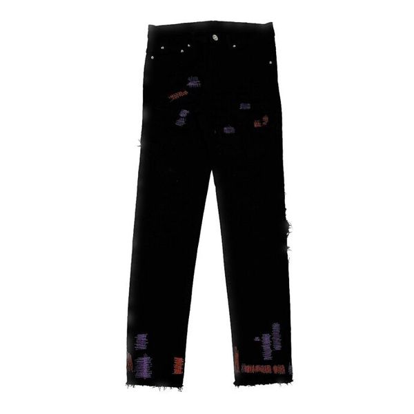 Pantaloni taglie forti da uomo Jeans da uomo Stampa di lettere stampate complete Pantaloni casual moda hip-hop da donna j38s3