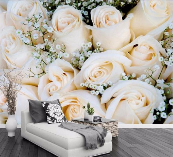 Benutzerdefinierte Tapete Blumengarten Rose Wand TV Hintergrund Wohnzimmer Schlafzimmer Hintergrund Wandmalereien 3D Wallpaper4941334