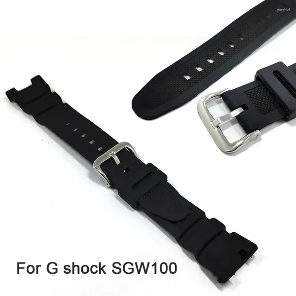 Assista Bandas Silicoatchband Pulseira À Prova D 'Água Para C-Asio SGW-100 G Sports Band Pulseira Preto