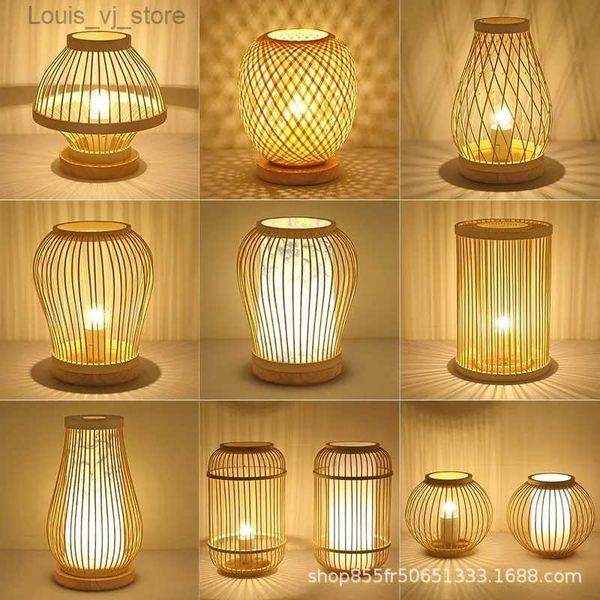 Luzes noturnas Tabela de estilo chinês B B Convidado sala de estar zen lanterna japonesa lâmpada de bambu yq231127