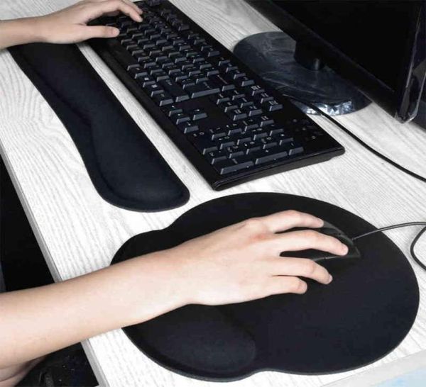 Espuma de memória mecânica macia teclado mouse pad conjunto ergonômico descanso de pulso almofada de apoio de mão para escritório computador portátil l2206085121351