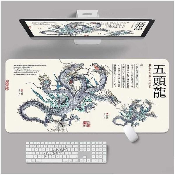 На запястье мыши на запястье покоятся Dragon Element Oriental Legend Legend Gaming Mousepads 40x90 см. Большой Mousepad Gamer Rubber xxxl Mat Company Desk Pad D DH04i