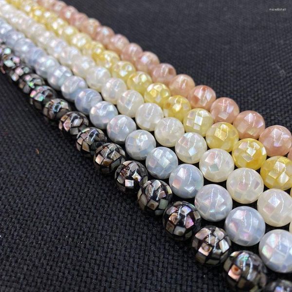 Perlen 5 stücke Natürliche Muschel Runde Perle Mosaik Nähen Ball Anhänger DIY Handwerk Schmuck Zubehör Halskette Armband Ohrringe Dame