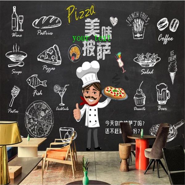Sfondi personalizzati Hamburger Patatine fritte Western Fast Restaurant Sfondo nero Carta da parati Carta da parati 3D Snack Bar Pizza Paper