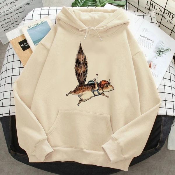 Hoodies femininos esquilo mulheres inverno harajuku engraçado estilo coreano moletom pulôver feminino roupas estéticas