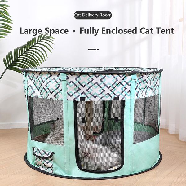 Paspaslar Portable Pet Playpen Kedi Çadır Yatak Kıçları için Kediler İçin Kediye Köpek Evi Kafesi Kediler Bebek Teslim Odası Köpek Yavru Yuvarlak Çit Evcil Hayvan Malzemeleri