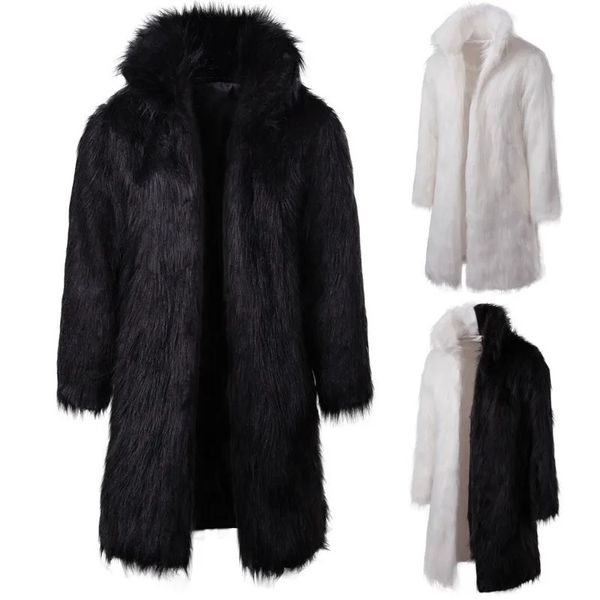 Pelliccia sintetica da uomo Pelliccia sintetica Abbigliamento invernale da uomo Cappotto di pelliccia sintetica Vendita rapida Cappotto lungo di pelliccia da uomo casual in bianco e nero 231127