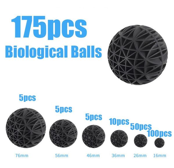 Accessori 175 Pz/set Acquario Media Filtrante Bio Balls Portatile Asciutto Bagnato Cotone Per Pompa di Aria Scatola Metallica Acqua Trasparente Sfera Biologica Accessori