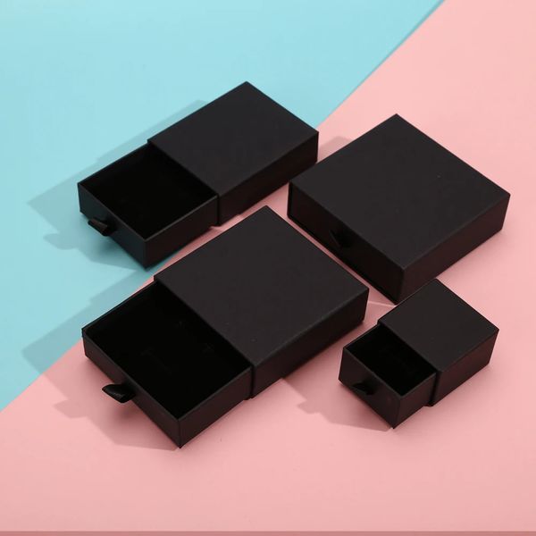Caixas de jóias 12pcs / conjunto preto presentes de papelão presente exibição de armazenamento para pulseiras brincos anéis retângulo quadrado 231127
