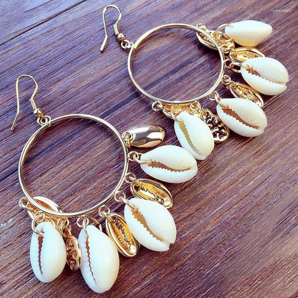 Dangle Küpeler Kore 2023 Moda Takı Bohem Long Pubsel Doğal Kabuk Küpe Bijoux Boucles D'Oreille Drop Kadınlar