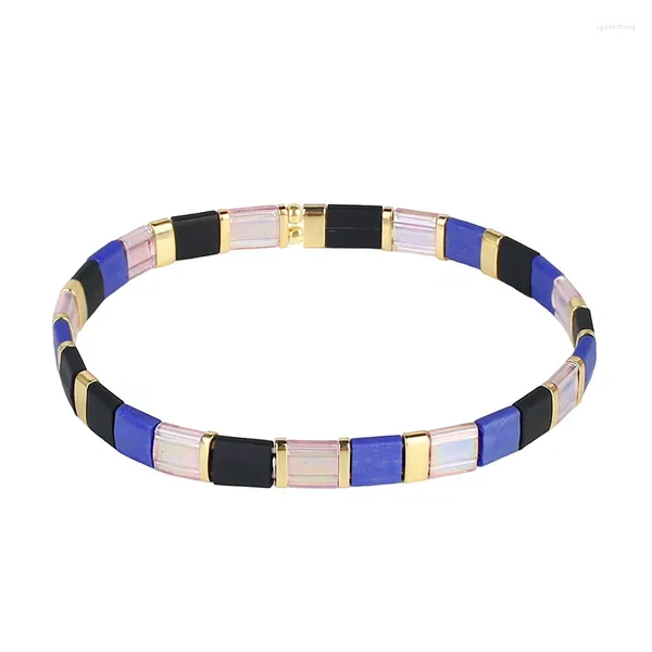 Charme Pulseiras C.QUAN CHI Cor Azul Tila Trançado Pulseira Feminina Stretch Colorido Amizade Artesanal