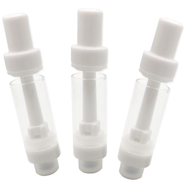 Cartucce Vape 510 Filo Vaporizzatore vuoto bianco Carrelli da 2 ml Atomizzatore in ceramica pieno Bobina in ceramica Pressa sulla punta Serbatoio in vetro Punta della bocca in ceramica Gusto puro USA STOCK Olio denso