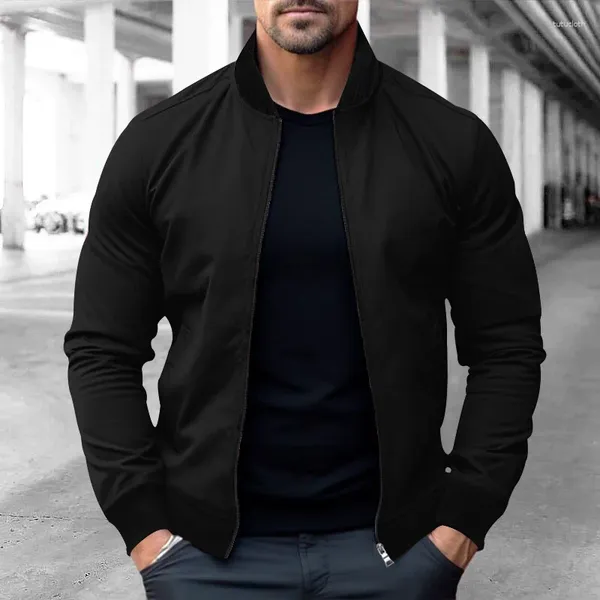 Männer Jacken 2023 Frühling und Herbst Einfarbig Zipper Top Lose Mode Langarm Jacke Sport Casual Mantel Tragen