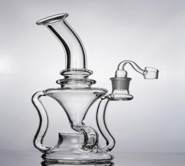 Einzigartige Sanduhr-Bongs, dicke, klare Shisha-Glasbongs mit Tornado- und Cyclone-Recycler-Glas, 5714959